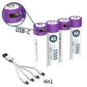 Li-ion oplaadbare AA-batterijen via USB naar USB-C 127554